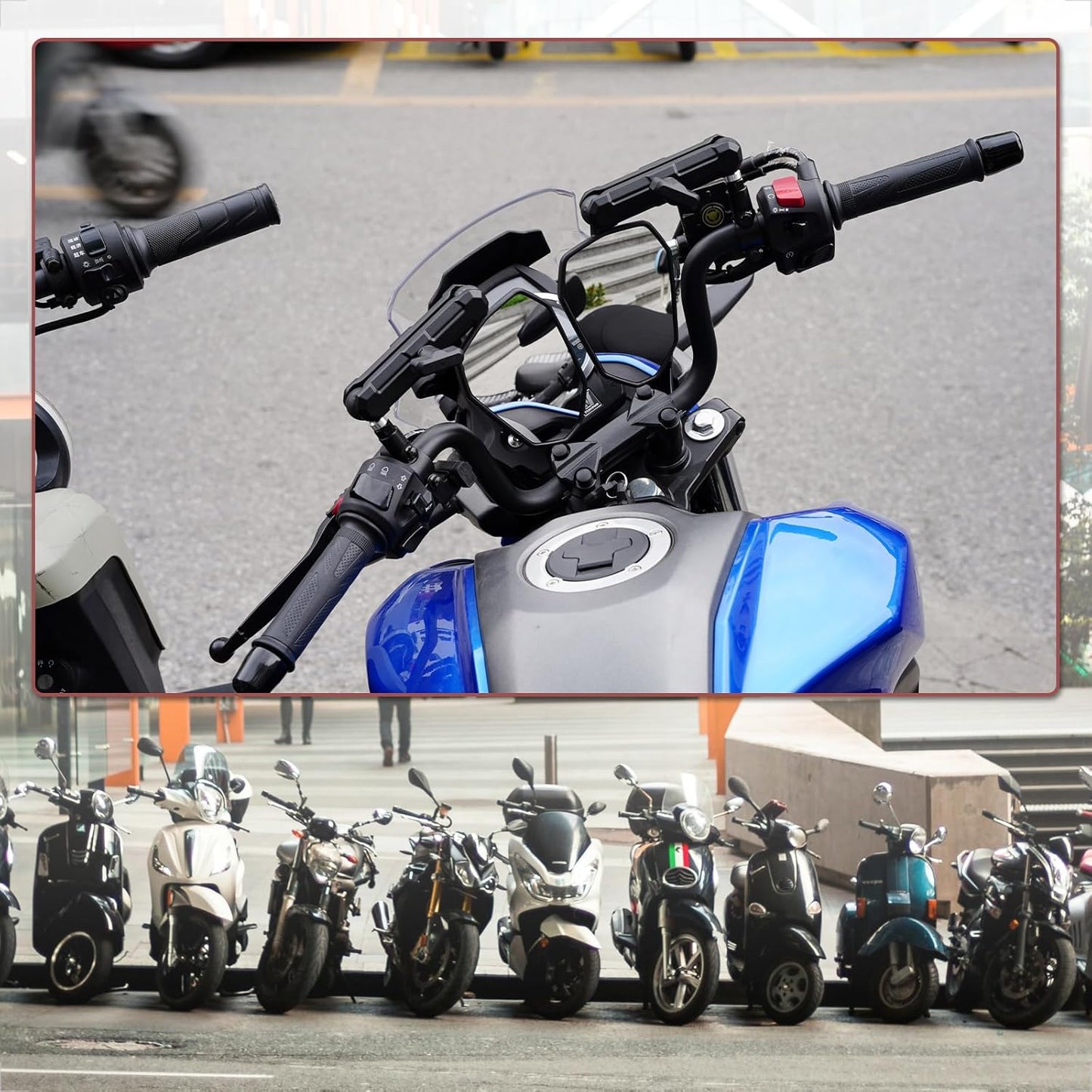 evermotor E-geprüft Motorradspiegel 360° Verstellbar mit Doppelgelenk – Stoßfeste Rückspiegel Set M8/M10, Universell für Motorrad, ATV, Moped, Quad und Adventure/Enduro (2 Stück)