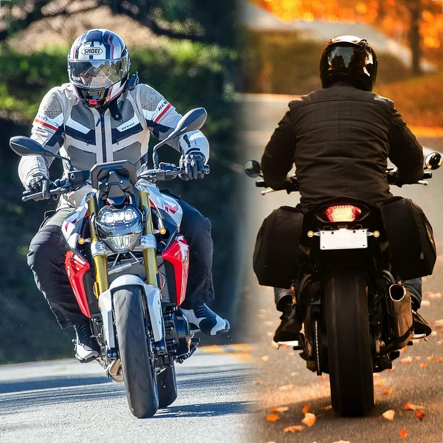 evermotor Universal 12V E24 Mini Motorrad LED Blinker Bullet Zinklegierung im Feinguss IP67 Wasserdicht E geprüft (4 Stück Silber)