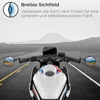 E9 Motorrad Spiegel 360° drehbar Aluminium Lenkerendenspiegel