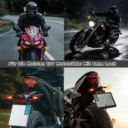 E32 2in1 Mini LED Blinker Motorrad, Alu CNC M8 amber weiß rot