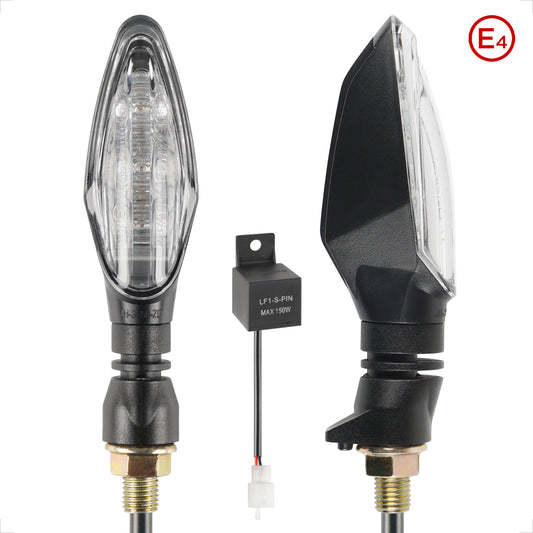 Evermotor E4 LED Motorrad Miniblinker, 2 Stück, E-geprüft, Wasserdicht IP67, mit Relais