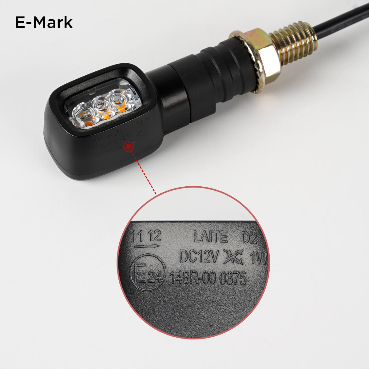 Evermotor Mini LED Blinker Motorrad, E24-geprüft, Rechteckig, IP67, 12V