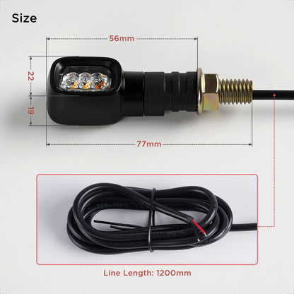 Evermotor Mini LED Blinker Motorrad, E24-geprüft, Rechteckig, IP67, 12V