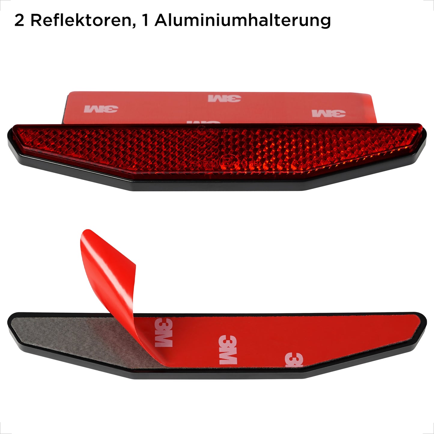 evermotor 2 Stück Reflektor Motorrad Hinten 125 mm Rückstrahler - E4 E-geprüft Reflektoren Katzenauge Hinten mit Aluminium Platte selbstklebend 150° Gebogener