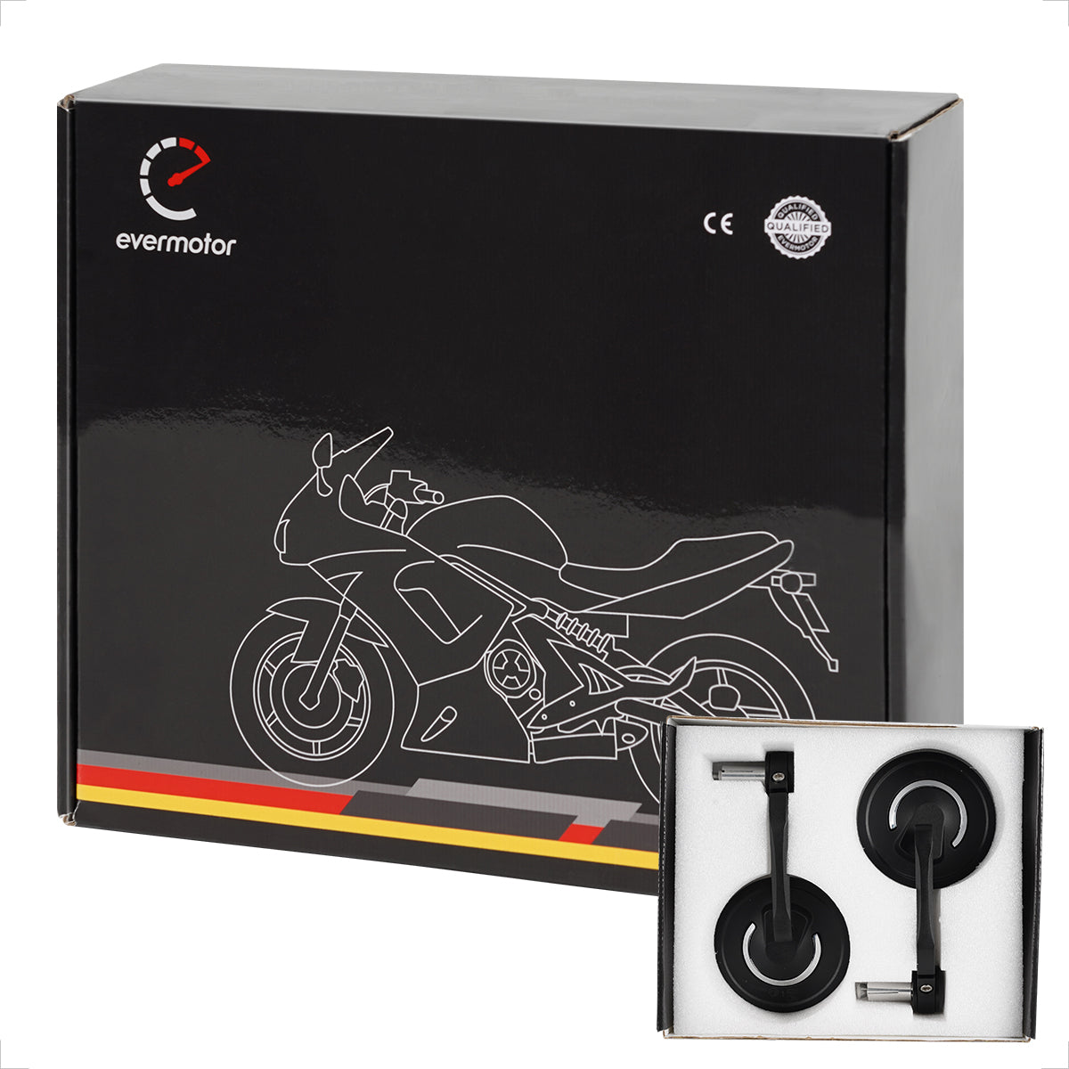 E4 Motorrad Lenkerendenspiegel Aluminium, 360° drehbar 22mm