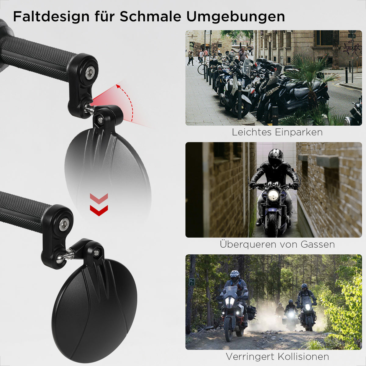 Evermotor Motorrad Spiegel Aluminiumlegierung, 360°Drehbar Lenkerendenspiegel