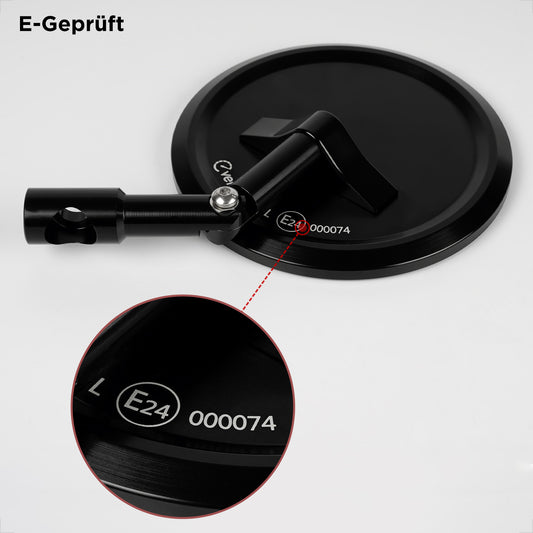 E-geprüfte Motorrad Rückspiegel 22mm, CNC Aluminium 360° drehbar