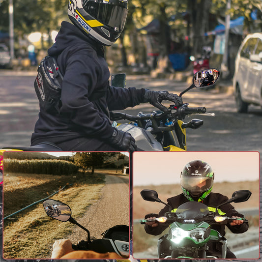 Evermotor Universal Motorrad Spiegel E-geprüft, 360°Drehbarer Motorrad Rückspiegel Set M8 M10, Motorradspiegel Kompatibel mit Scooter, Roller, ATV, Moped(2 Stück)