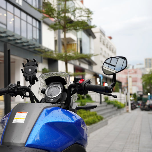 evermotor Universal Motorcycle Rear View Mirror, Handlebar End Mirror, E Approved, 360° Rotatable Motorcycle Mirror, for Quad Scooter, ATV Scooter, Pack of 2