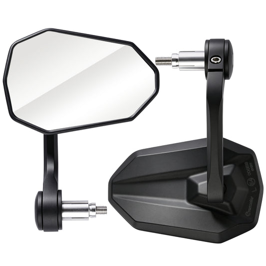 evermotor Motorrad Lenkerendenspiegel, E-geprüft, 360° Drehbar, für M8-Gewinde & Lenker 13–15mm und 17–19mm