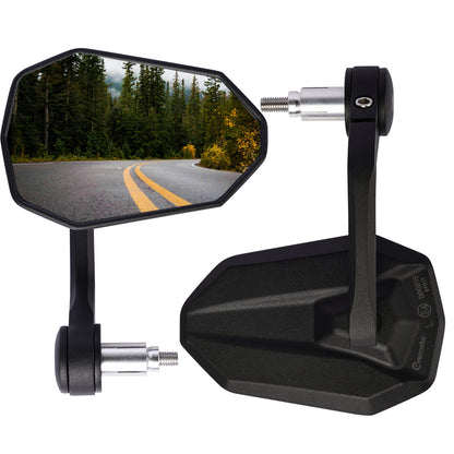 Motorrad Lenkerendenspiegel, E-geprüft, 360° Drehbar, für M8-Gewinde & Lenker 13–15mm und 17–19mm