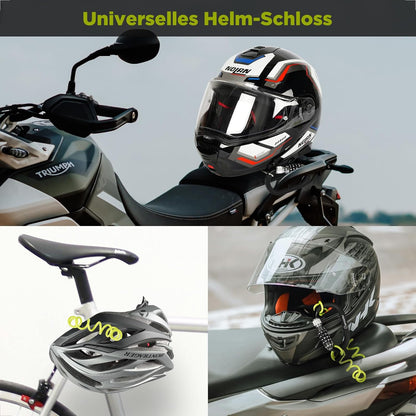 Evermotor Helmschloss Motorrad, Kabelschloss mit Sicherheitscode + Flexibles Stahlkabel + T-Adapter, für Motorradhelm, Fahrradhelm, Kinderwagen und Snowboard