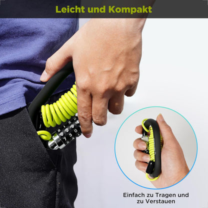 Evermotor Helmschloss Motorrad, Kabelschloss mit Sicherheitscode + Flexibles Stahlkabel + T-Adapter, für Motorradhelm, Fahrradhelm, Kinderwagen und Snowboard