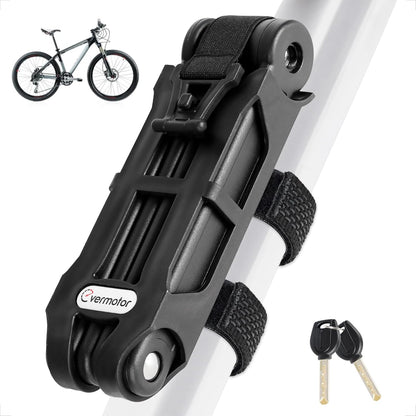 Evermotor Faltschloss Fahrrad mit Halterung, 85 cm lang, Hochsicherheits-Schloss aus gehärtetem Stahl Faltbares Schloss für E-Bike E-Scooter Motorrad
