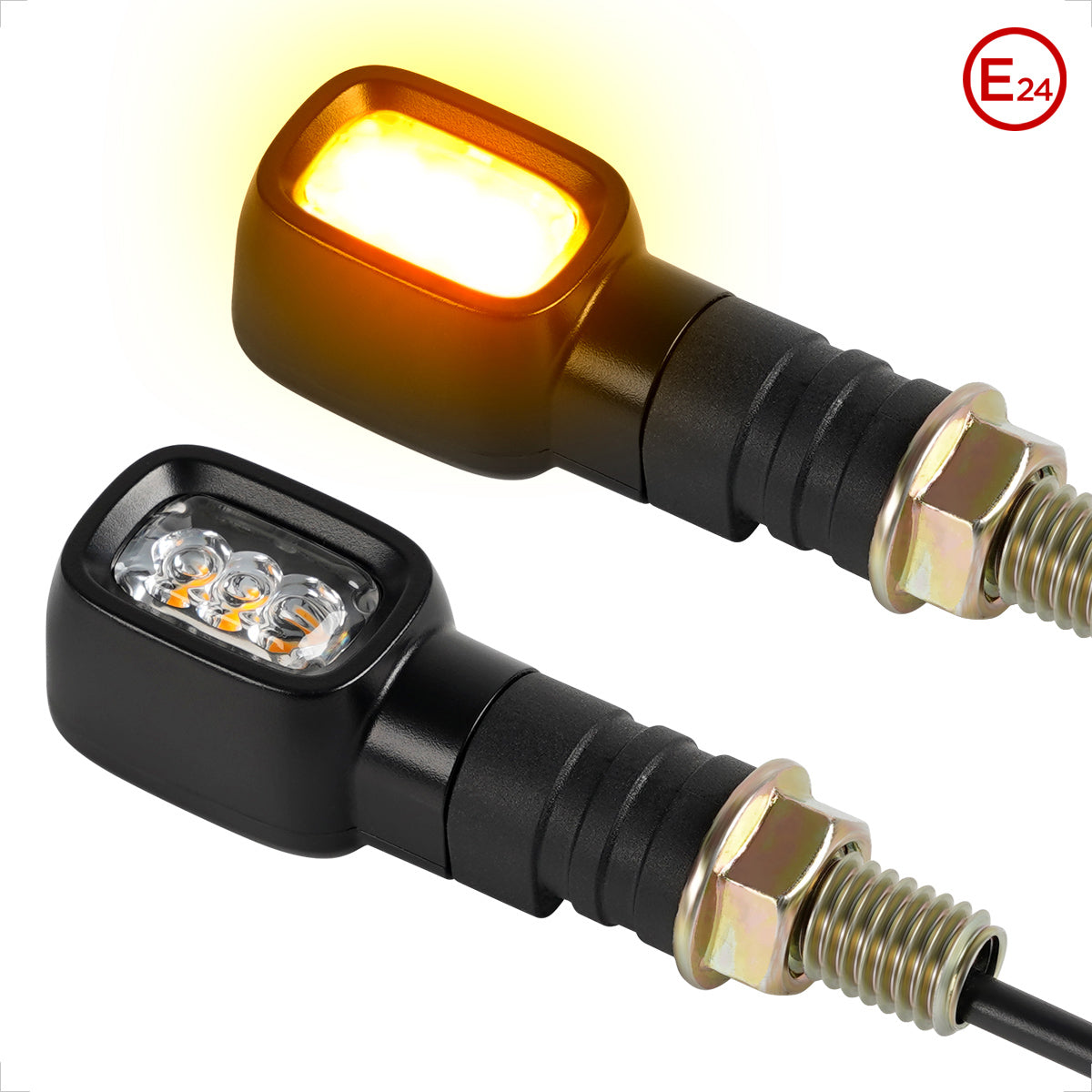 Evermotor Mini LED Blinker Motorrad, E24-geprüft, Rechteckig, IP67, 12V