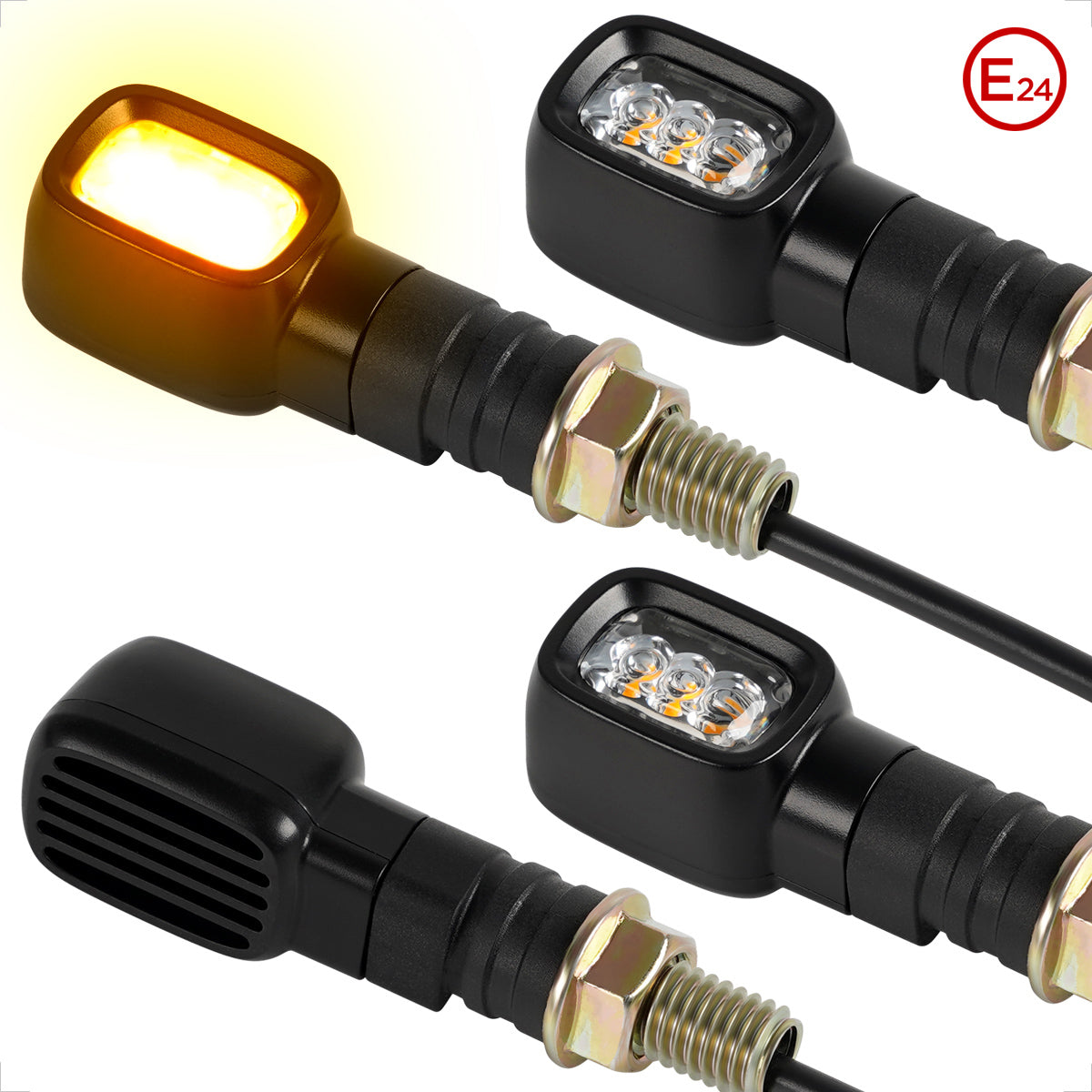 Evermotor Mini LED Blinker Motorrad, E24-geprüft, Rechteckig, IP67, 12V