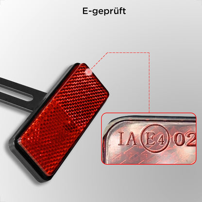 Evermotor E4 Standard Rechteck-Reflektor + T-förmige Halterung rot