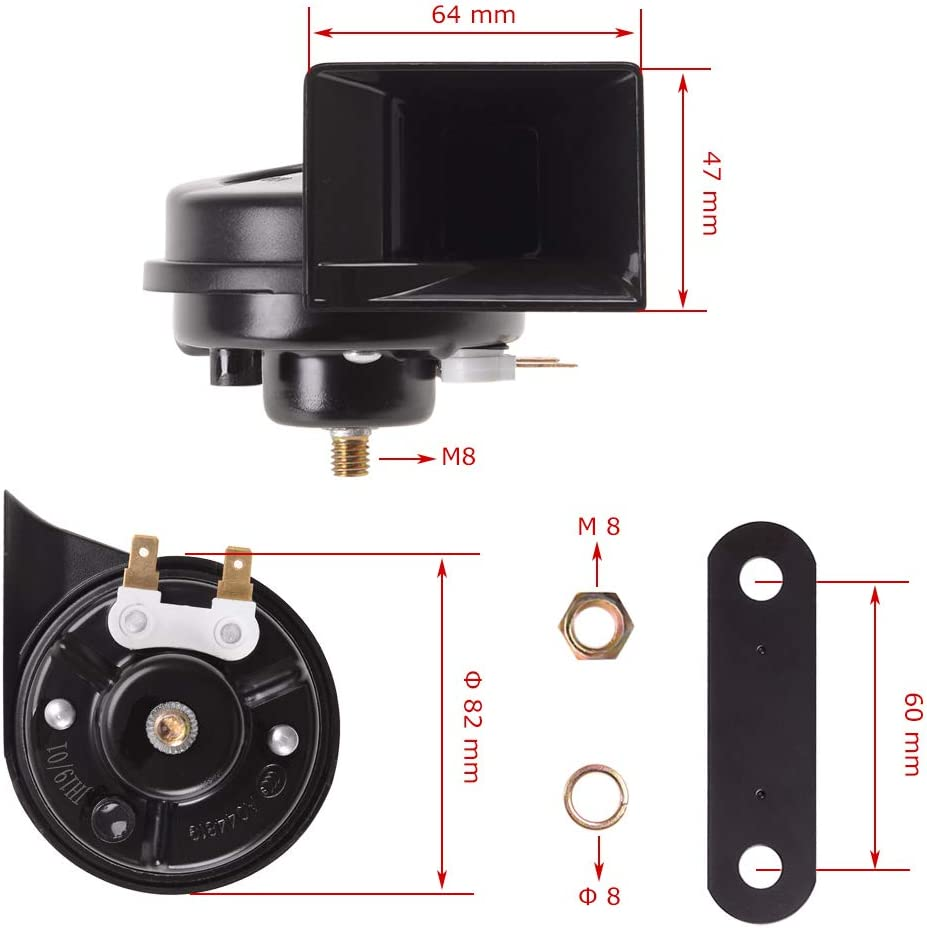 Evermotor Universal Hupe - 12V 118 dB Auto Motorrad Horn, E-geprüft