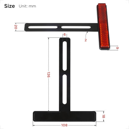 Evermotor Universal Motorrad E4 Mini Rechteck-Reflektor + T-Halter rot