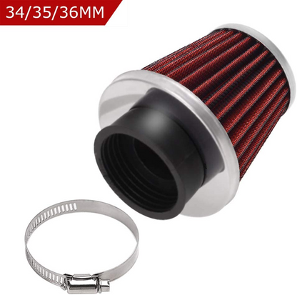 Evermotor Universal Doppelschicht Stahl Filter Luftfilter Rot 34mm 35mm 36mm für Motorrad Scooter ATV Moped Roller